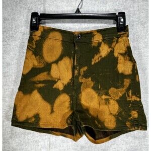 Aphrodite Women's High Rise Denim Shorts Size Small Bleached Tie Dye Green